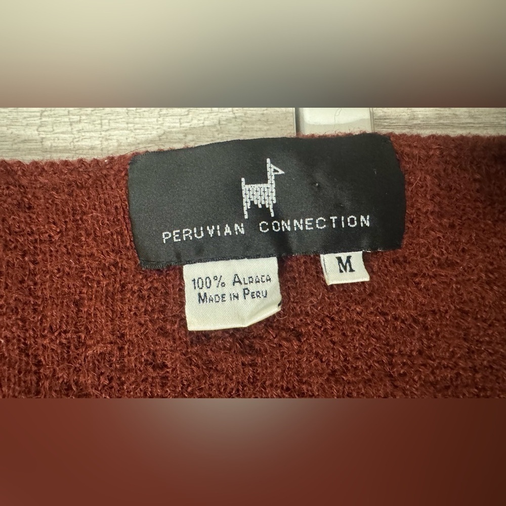 Peruvian Connection Alpaca Sweater Pocket Rust Size Medium - Picture 10 of 10